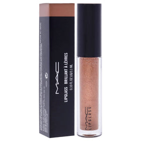 MAC Lipglass texture close-up showing glossy, non-sticky shine and smooth finish