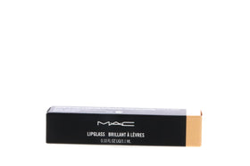 MAC lipglass worn on lips in lifestyle setting showing glossy finish and flattering shine