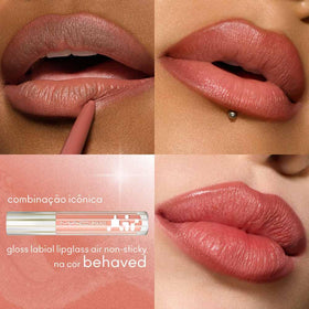 MAC Lipglazer Velvet Teddy applied on lips close view enhances natural fullness