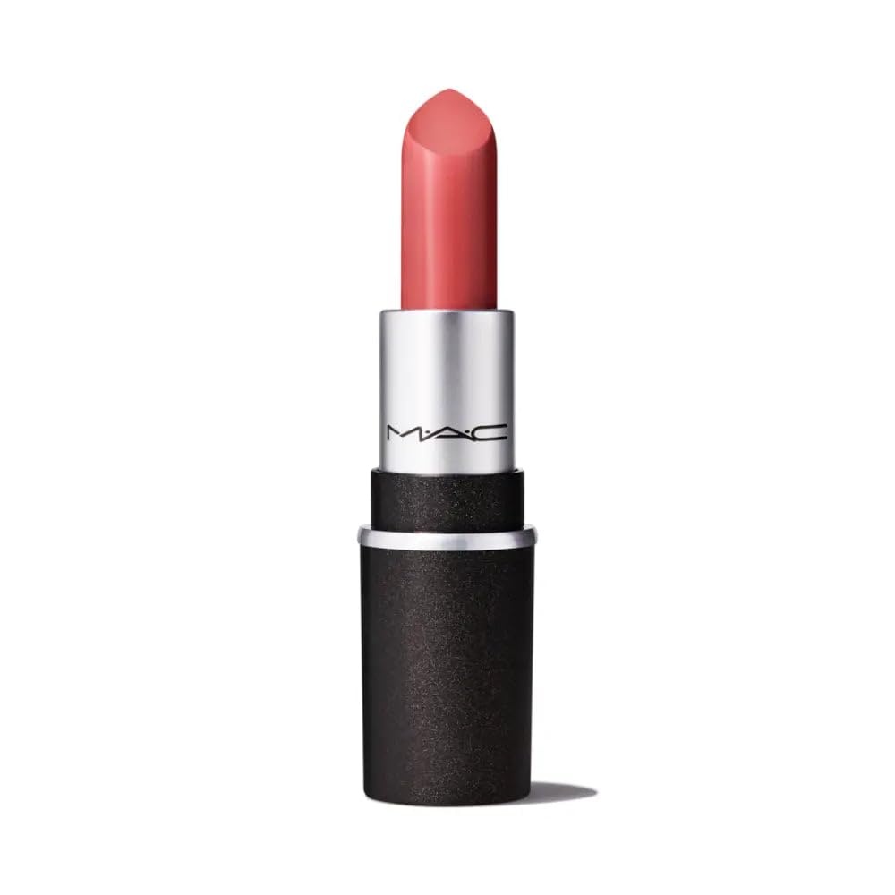 MAC mini lipstick Mehr front packaging showing compact matte bullet and clear shade