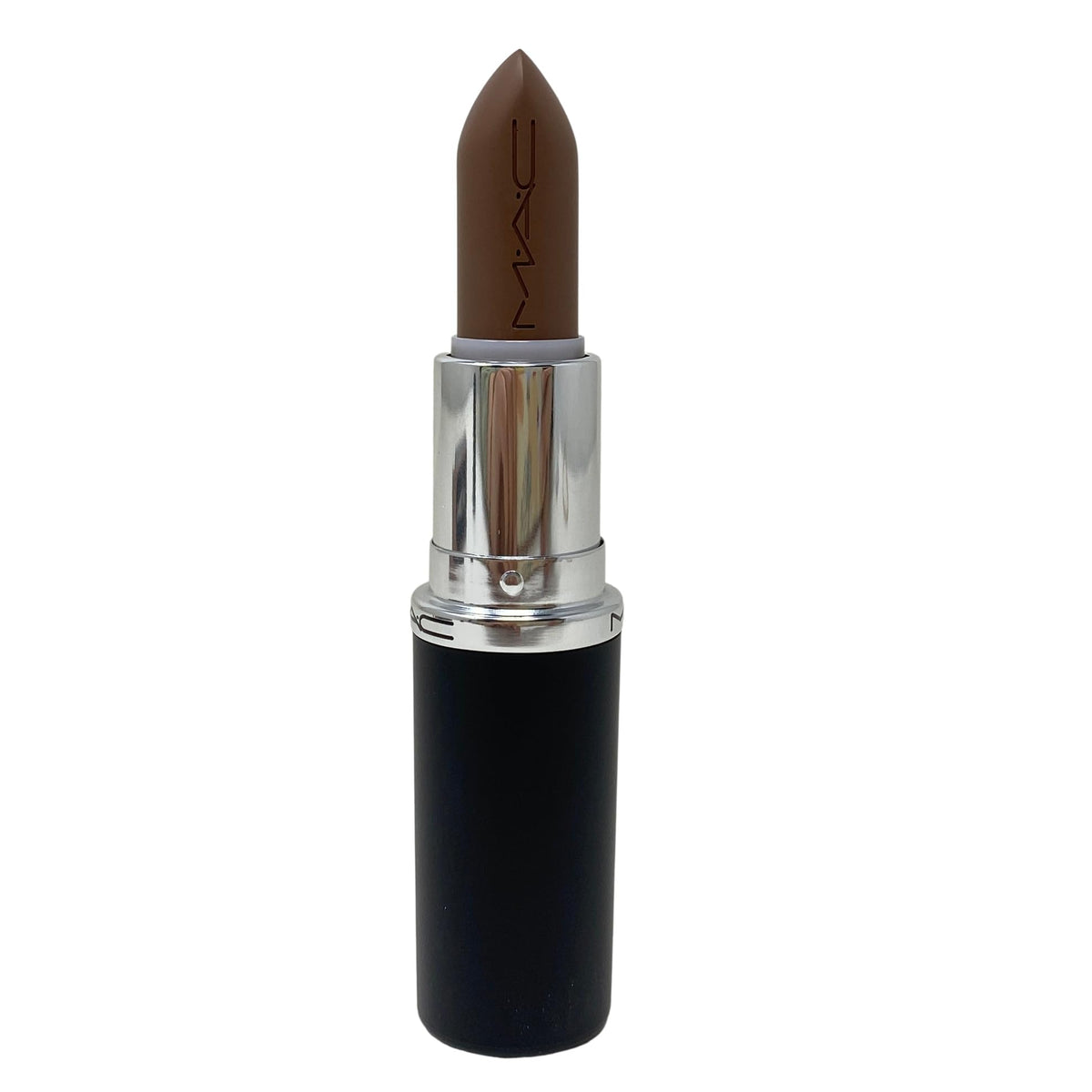 MAC close-up swatch of 838 Stone showing texture and true muted taupe brown