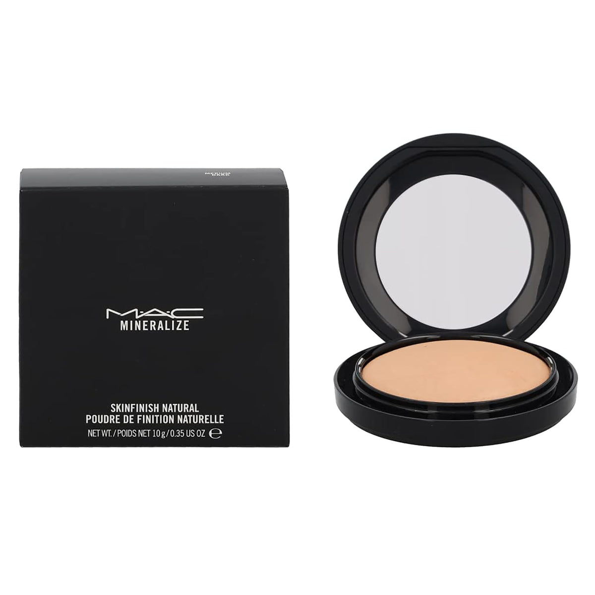 MAC compact front view showing color and sleek mirror for precise application