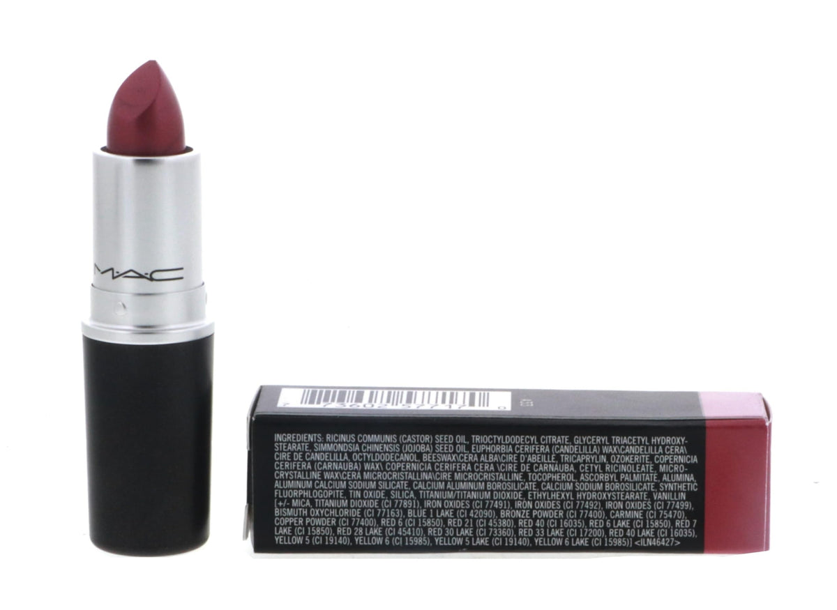 MAC lipstick worn on model demonstrating hydrated, buildable color