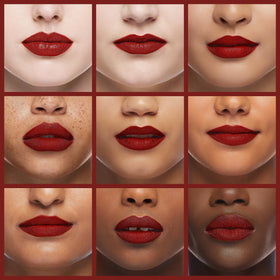 MAC Powder Kiss being finger-blended on lips demonstrating diffused edges