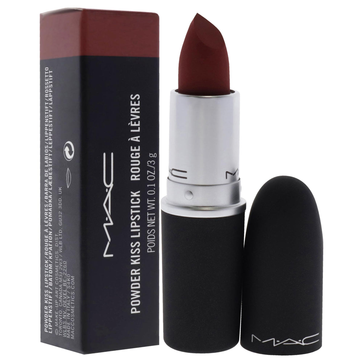 MAC Powder Kiss applied on lips in lifestyle setting showing blurred soft-focus