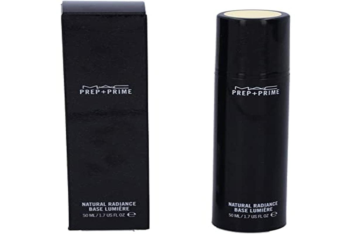 MAC bottle front view showing radiant yellow primer brightening effect