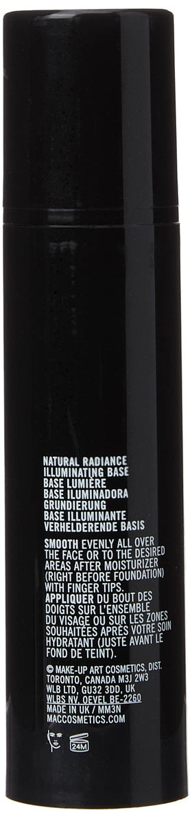 MAC prep + prime radiant pink texture close-up dispensed on hand highlighting smooth, blendable finish