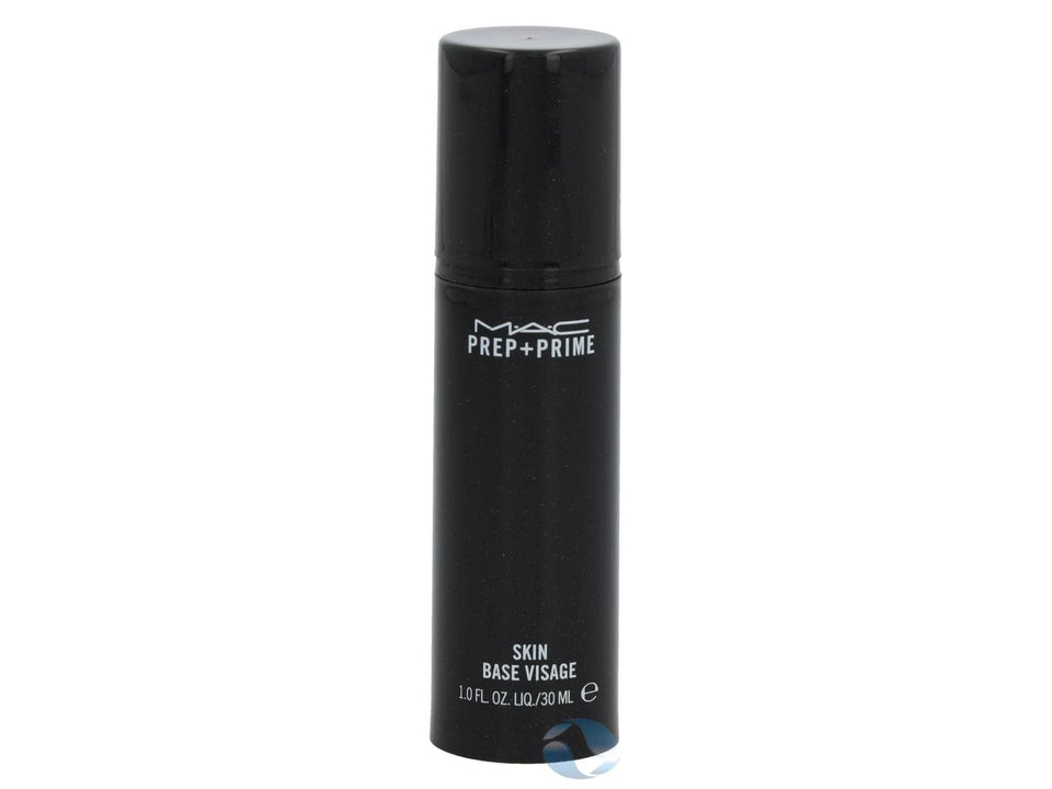 MAC Prep + Prime Skin primer front packaging showing bottle and benefit of even tone