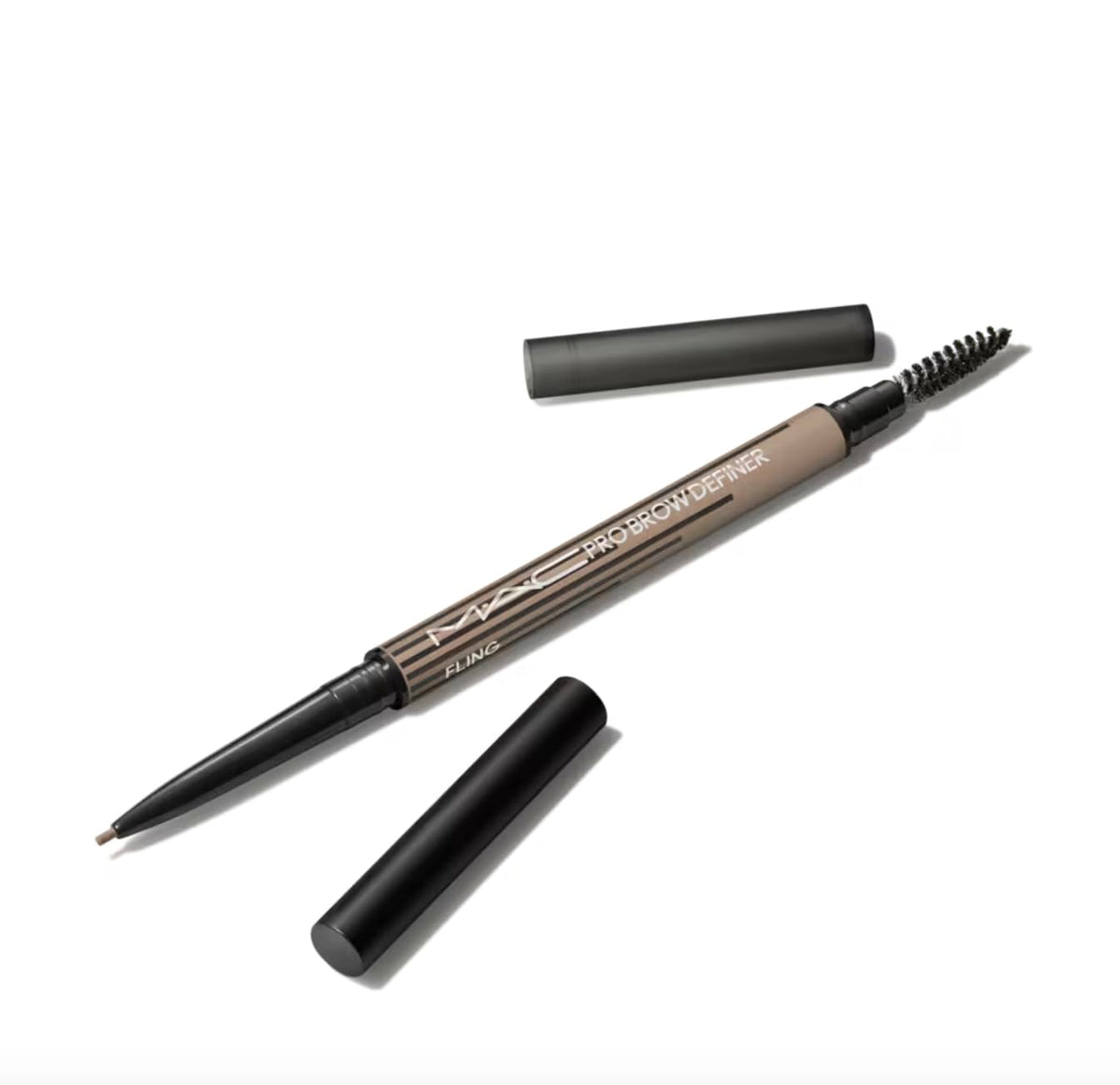 MAC Pro Brow Definer front packaging showing pencil and cap, smooth application benefit