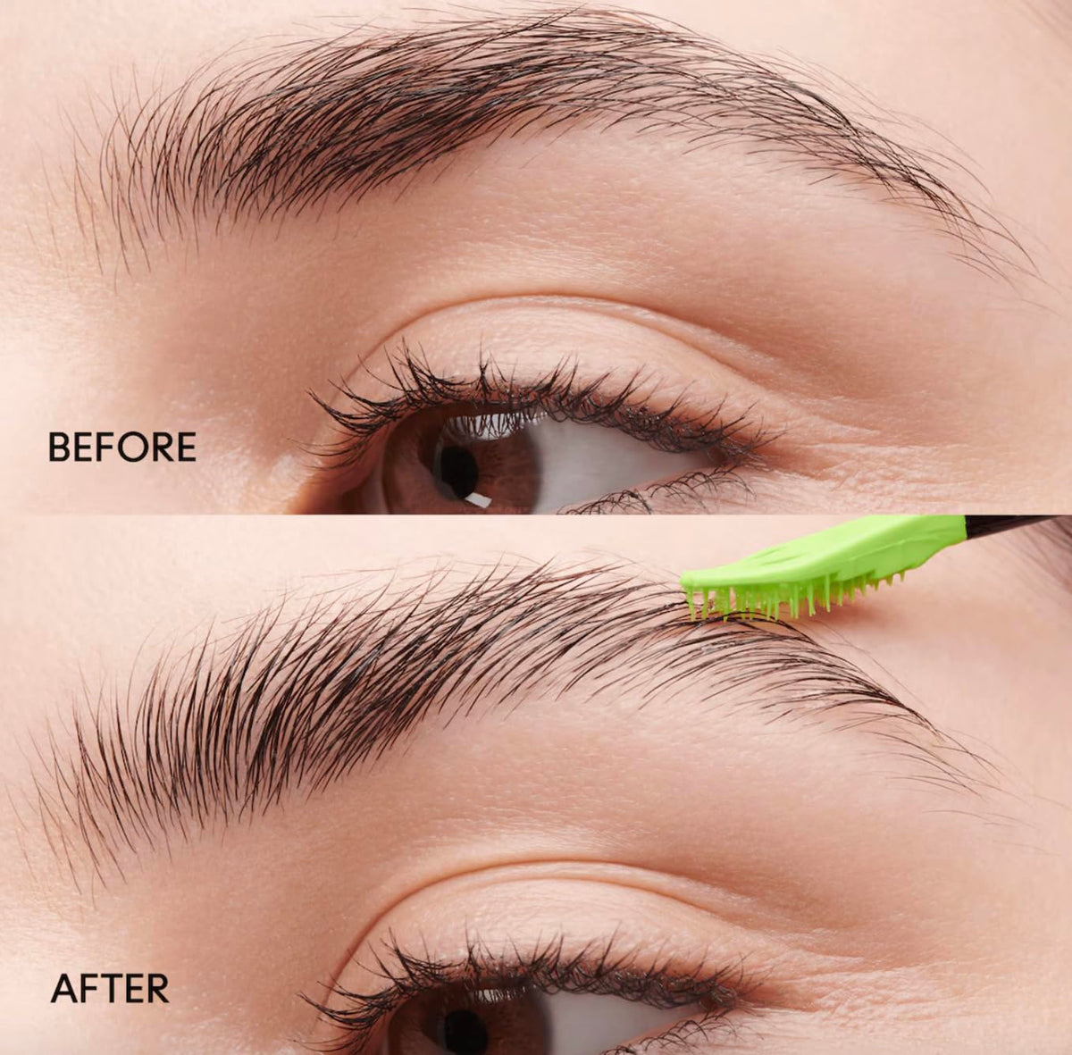 MAC Pro Locked Brow Gel dual-sided brush detail demonstrating tapered and fluffy ends