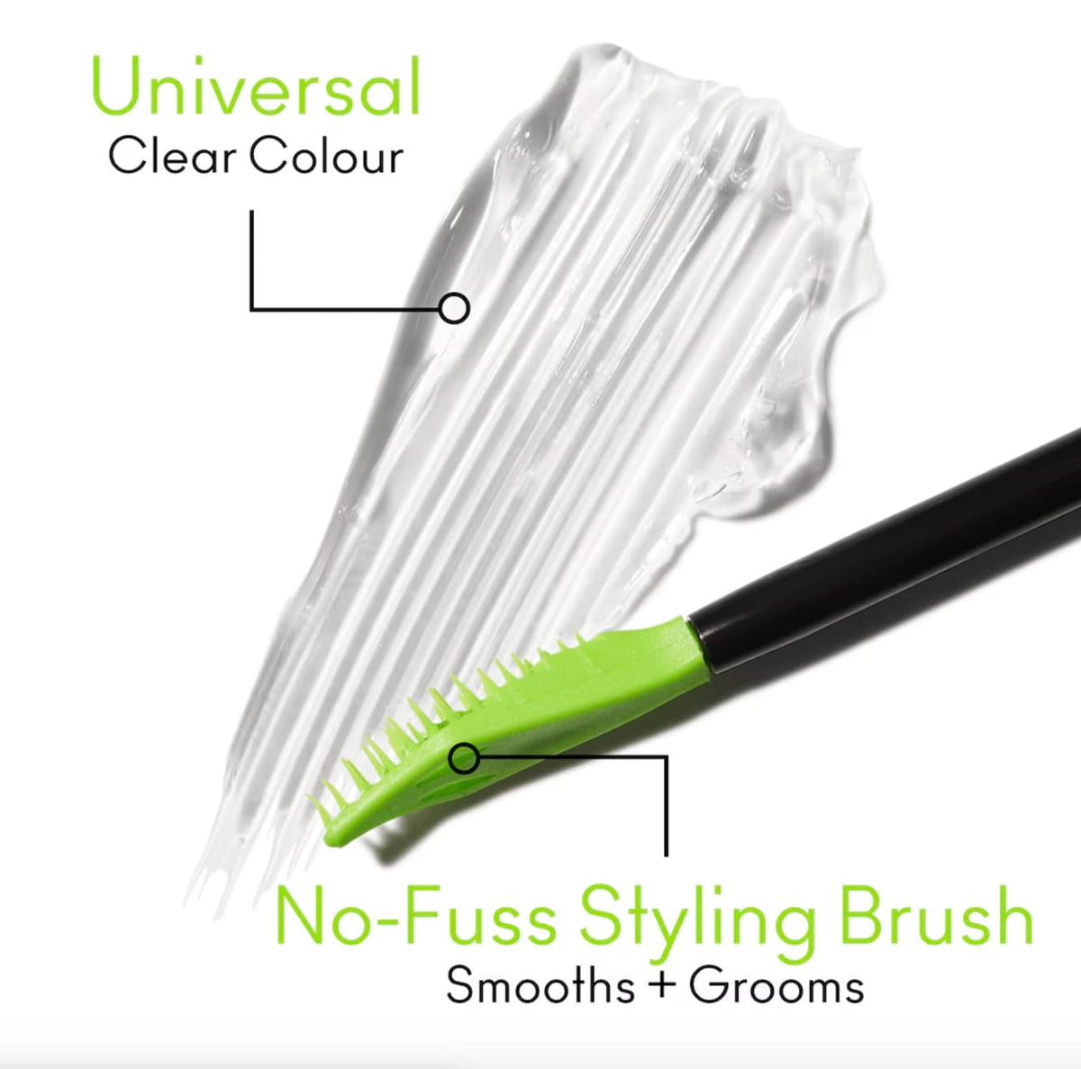 MAC Pro Locked Brow Gel clear texture close-up displaying lightweight, non-sticky finish