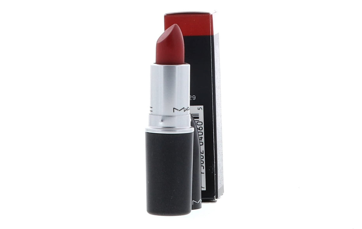 MAC Ruby Woo swatch on arm illustrating intense bluish-red pigment
