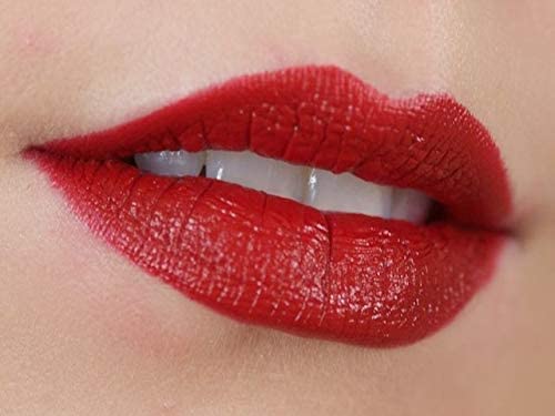 MAC Russian Red angled to show velvety matte finish and comfortable texture