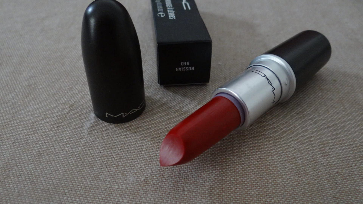 MAC Russian Red inside a makeup bag showcasing everyday carry and convenience
