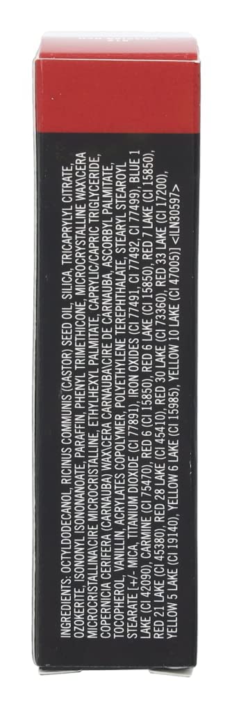MAC Russian Red open tube with outer box showing packaging and contents