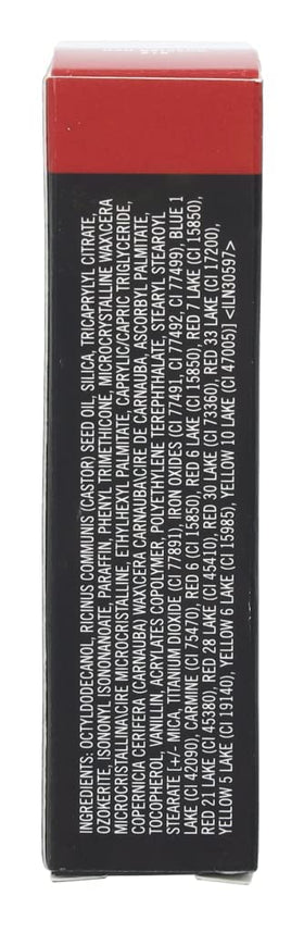 MAC Russian Red open tube with outer box showing packaging and contents