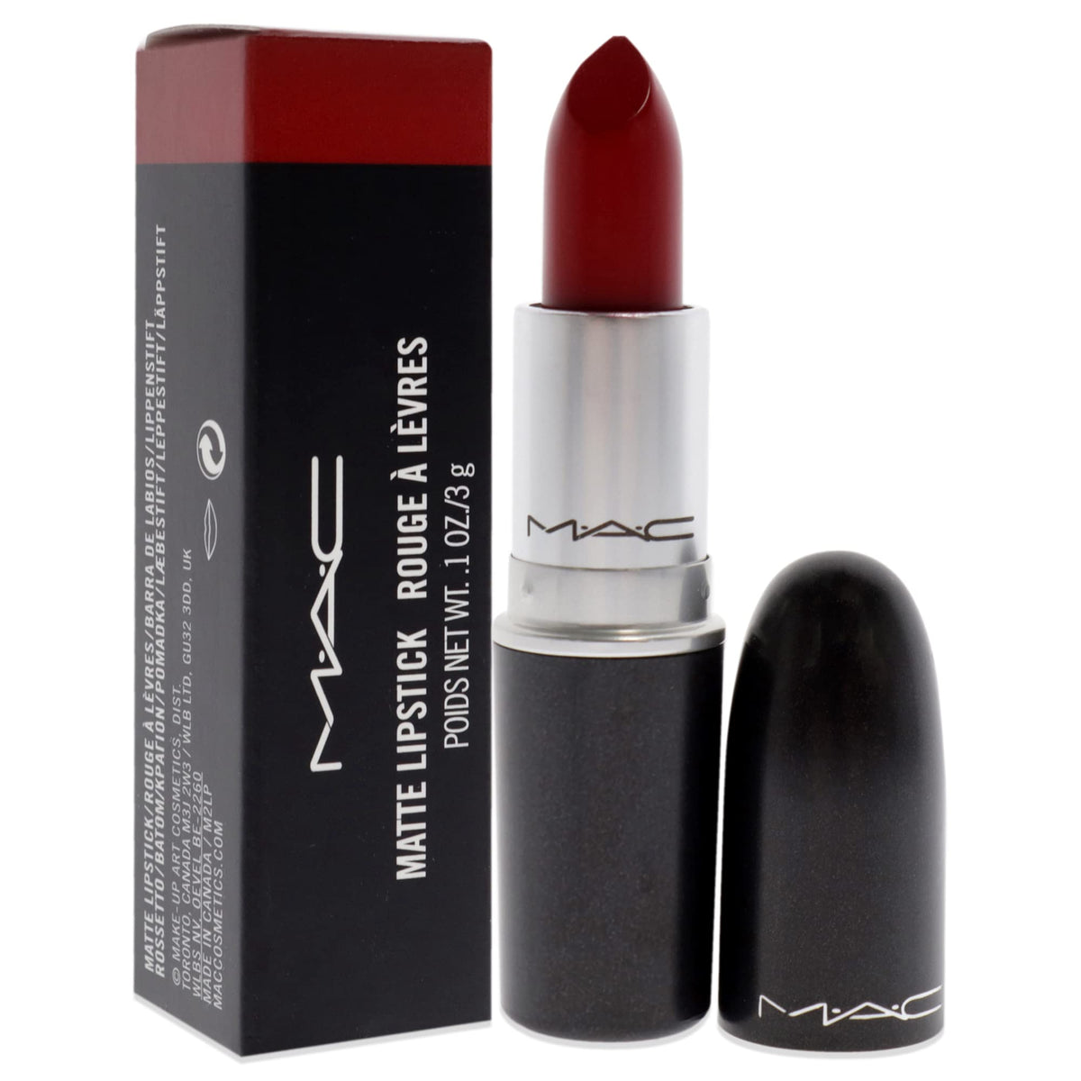 MAC Russian Red texture swatch on skin showing rich pigment payoff