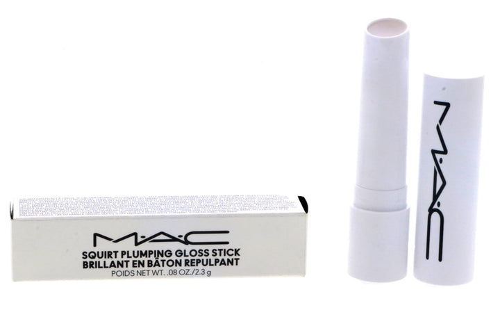 MAC Squirt gloss stick front view showing sleek tube and clear shade benefit shine