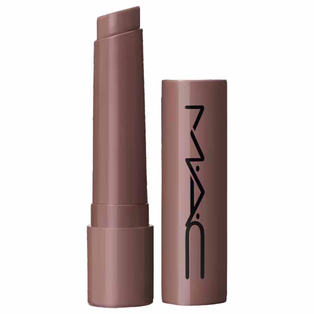 MAC Squirt plumping gloss stick front view showing nude shade and glossy finish for hydrated lips