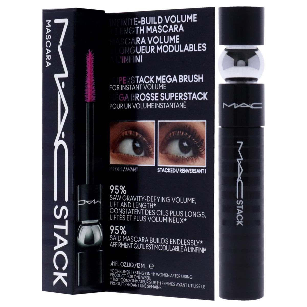MAC application on model demonstrating lifted, lengthened lashes benefit