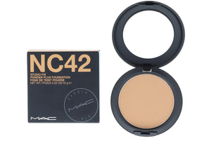 MAC Studio Fix applied with brush demonstrating buildable, even coverage