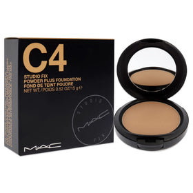 MAC Studio Fix application with puff demonstrating buildable coverage benefit