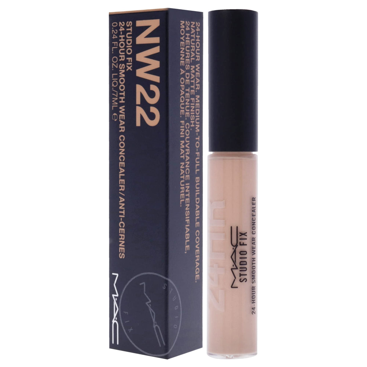 MAC Studio Fix in a travel bag to show compact 0.23 oz size and portability