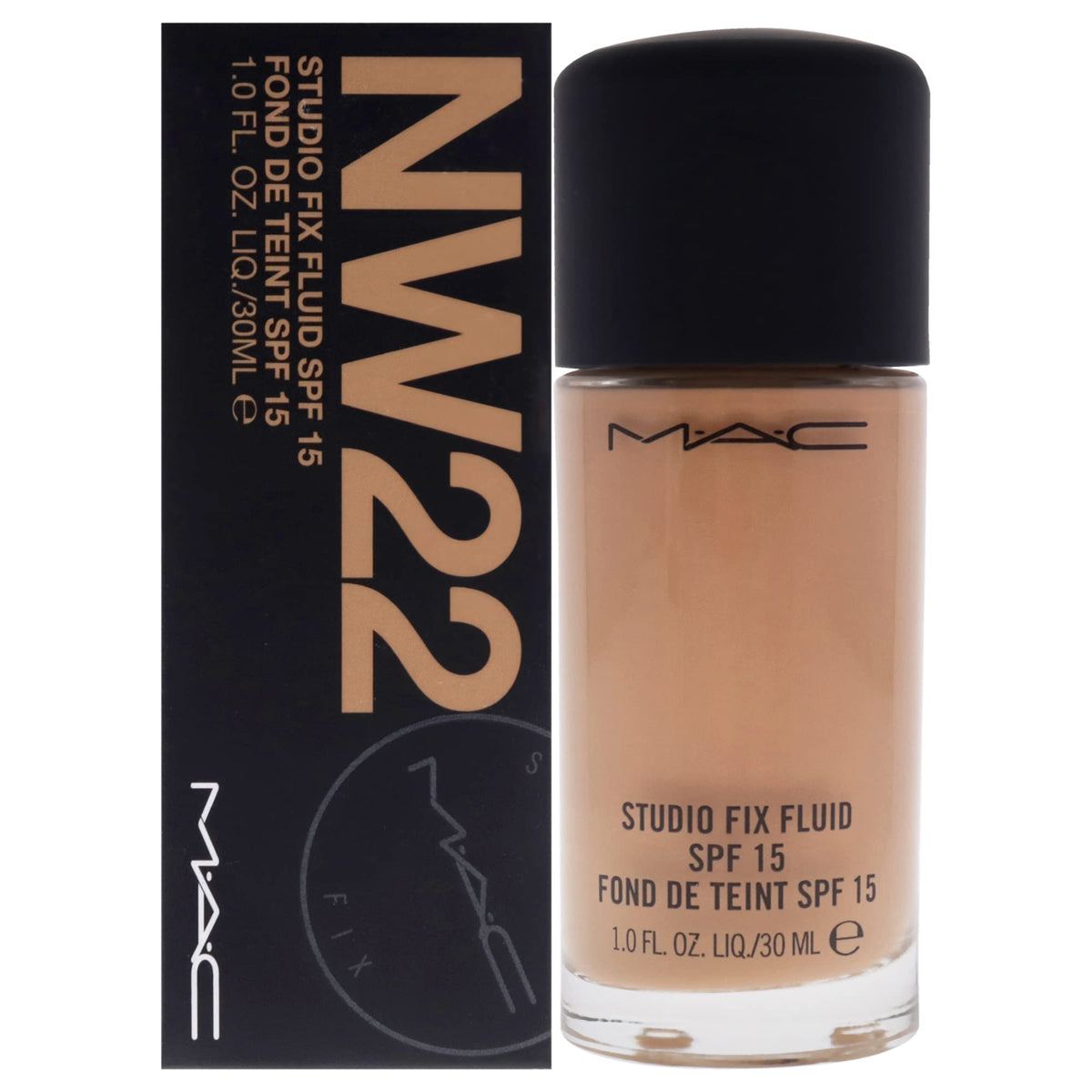 MAC front bottle view showing label and compact size for travel