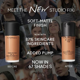 MAC application by mirror, depicts smooth blending and matte, hydrated result