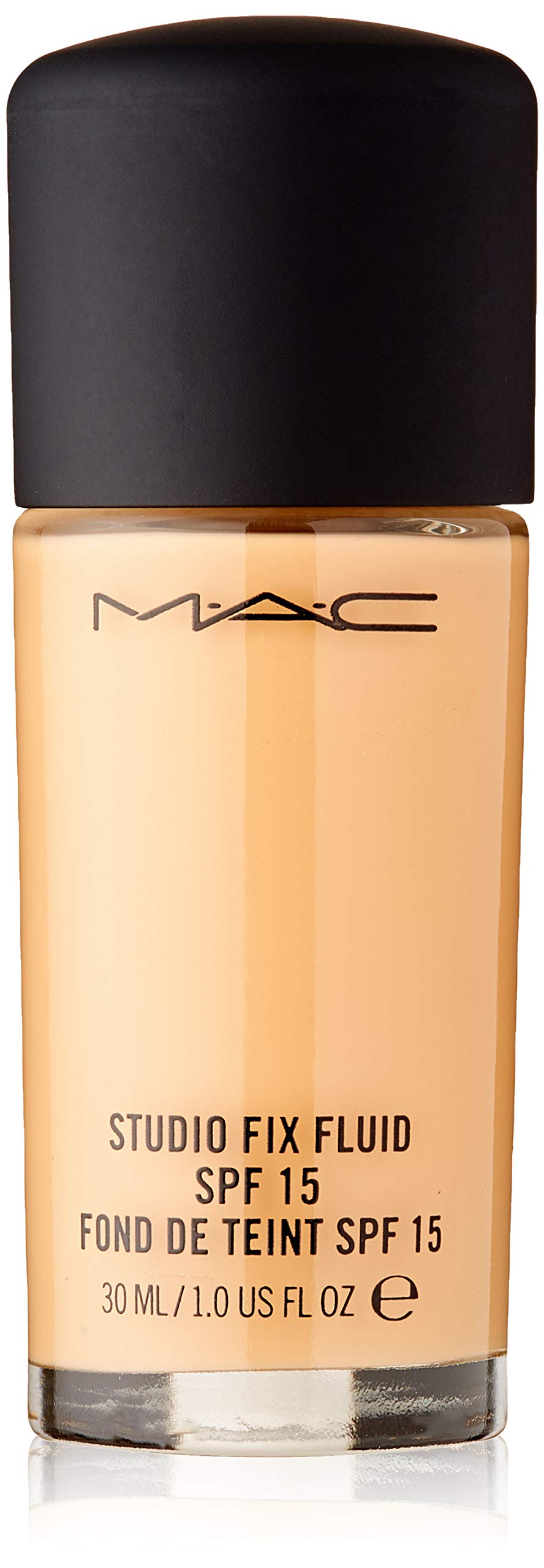 MAC Studio Fix Fluid NC25 front bottle view showing product and label benefits