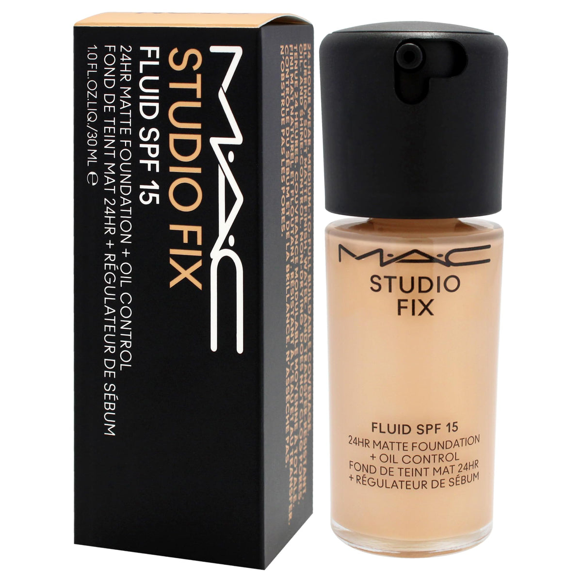 MAC Studio Fix Fluid NC25 swatches on arm illustrating color match and buildable coverage