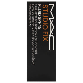 MAC studio fix fluid being applied with brush delivering even blend and fuller coverage