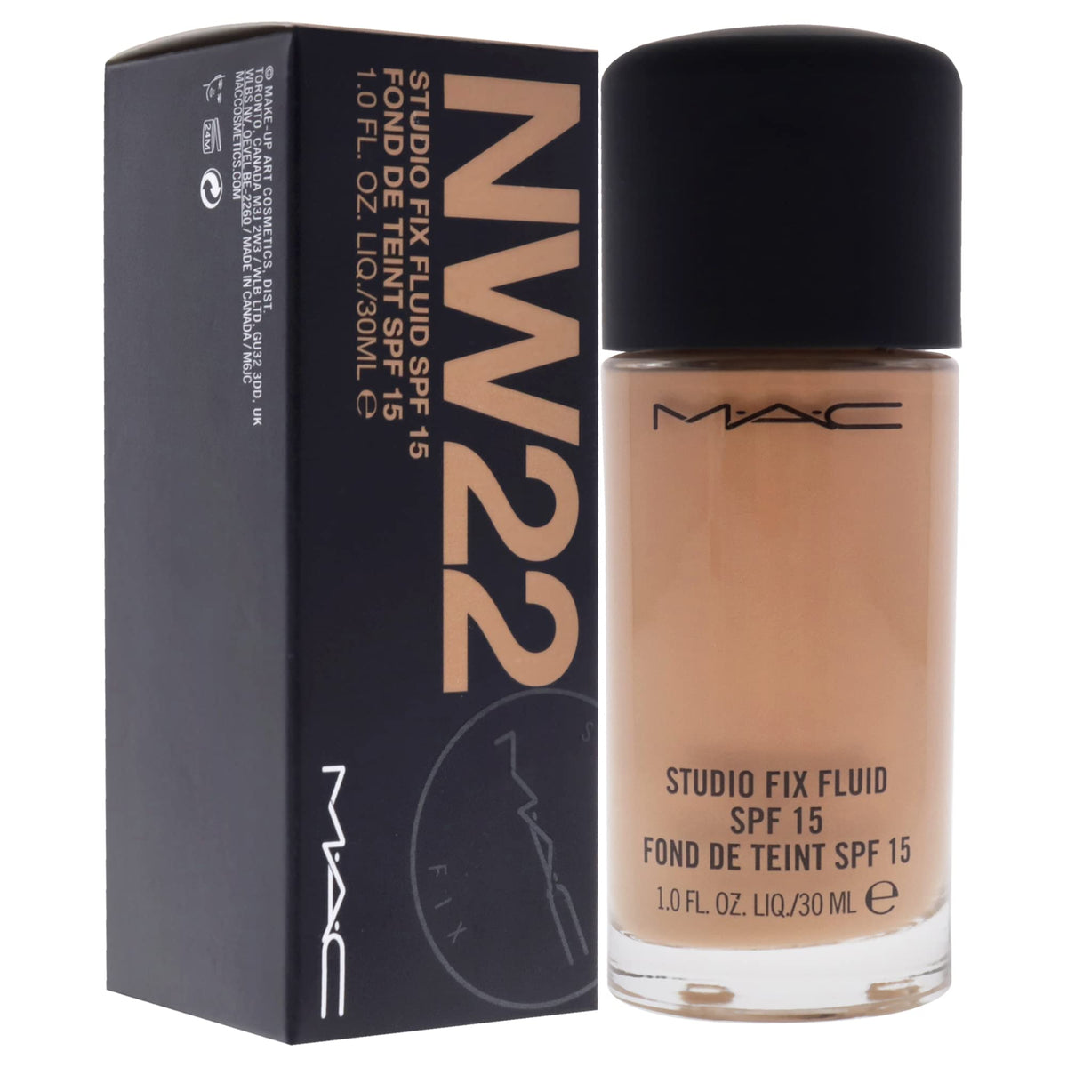 MAC swatches of NW22 on forearm showing blendable, even coverage