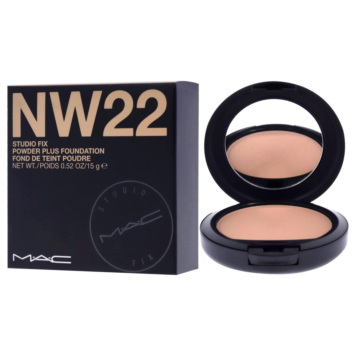 MAC compact inside a makeup bag for on-the-go touch-up convenience benefit