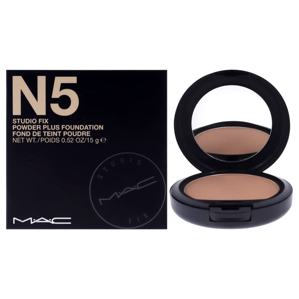 MAC compact front view showing sleek packaging and shade label for easy selection