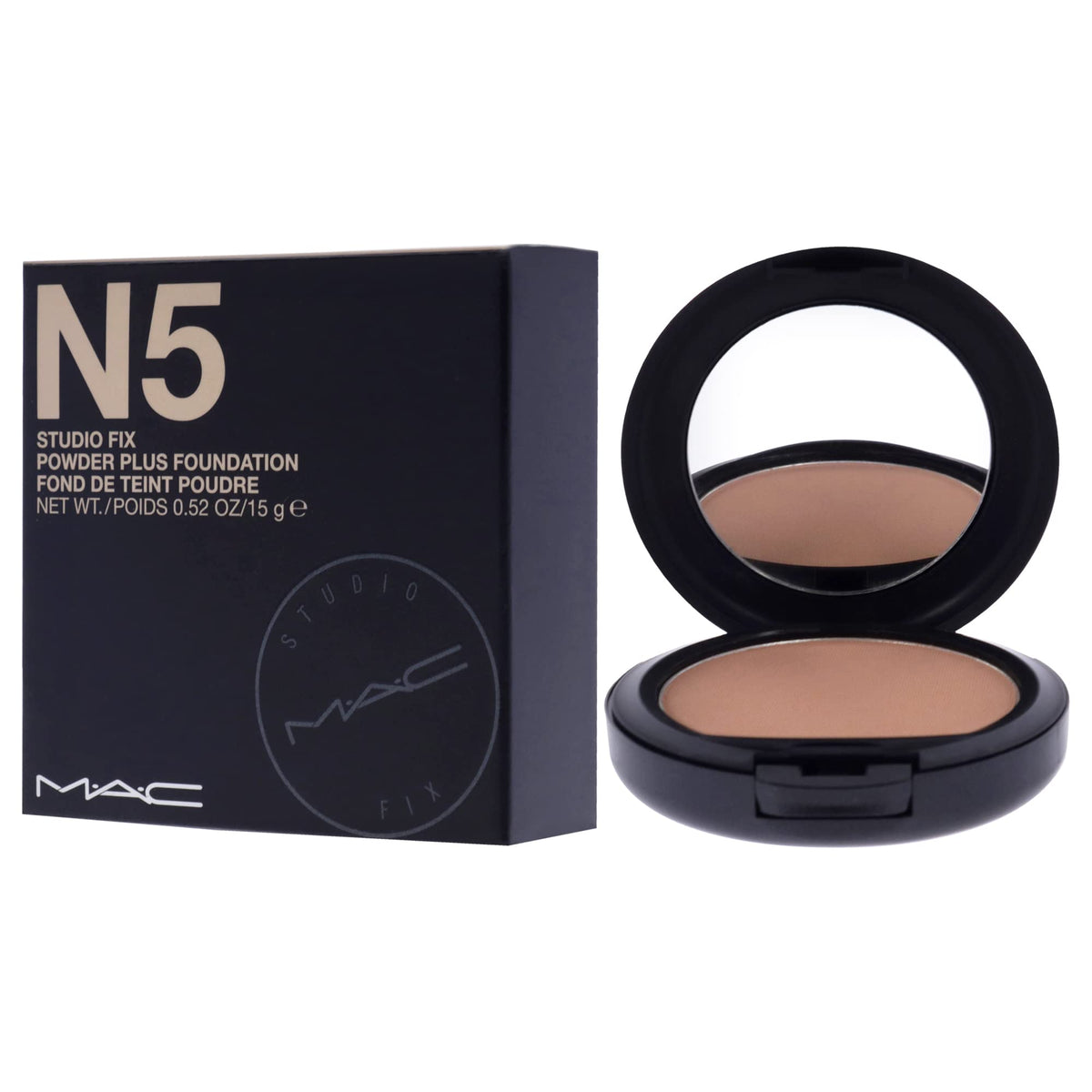 MAC compact inside a handbag staged for touch-ups and long-wear convenience