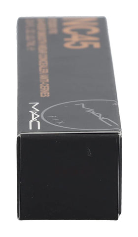 MAC Studio Fix NC45 next to makeup brush showing compact 7ml travel-friendly size