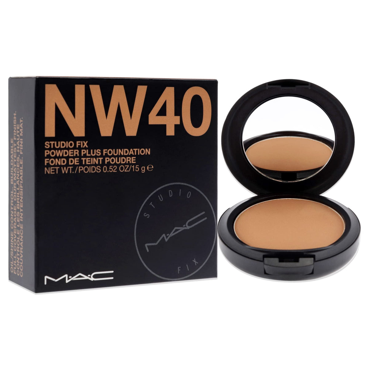 MAC open compact with sponge visible in storage compartment for hygienic touch-ups
