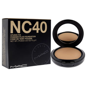 Close-up of MAC Studio Fix powder pan texture highlighting blendable, matte finish