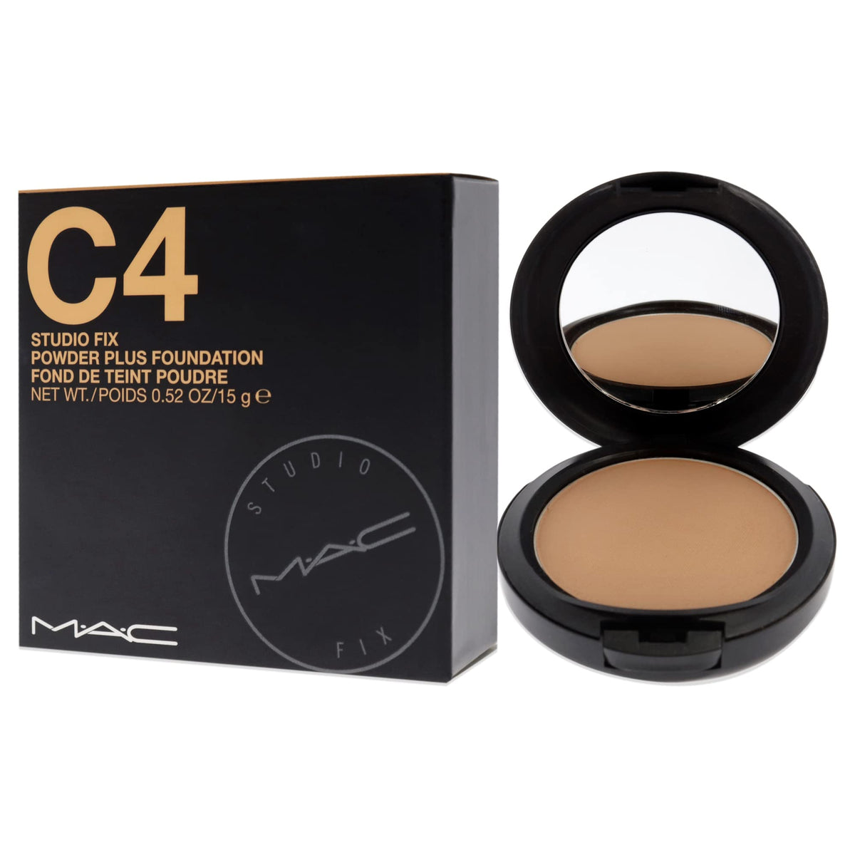MAC shade C4 swatch beside a coin for size and true-to-color reference