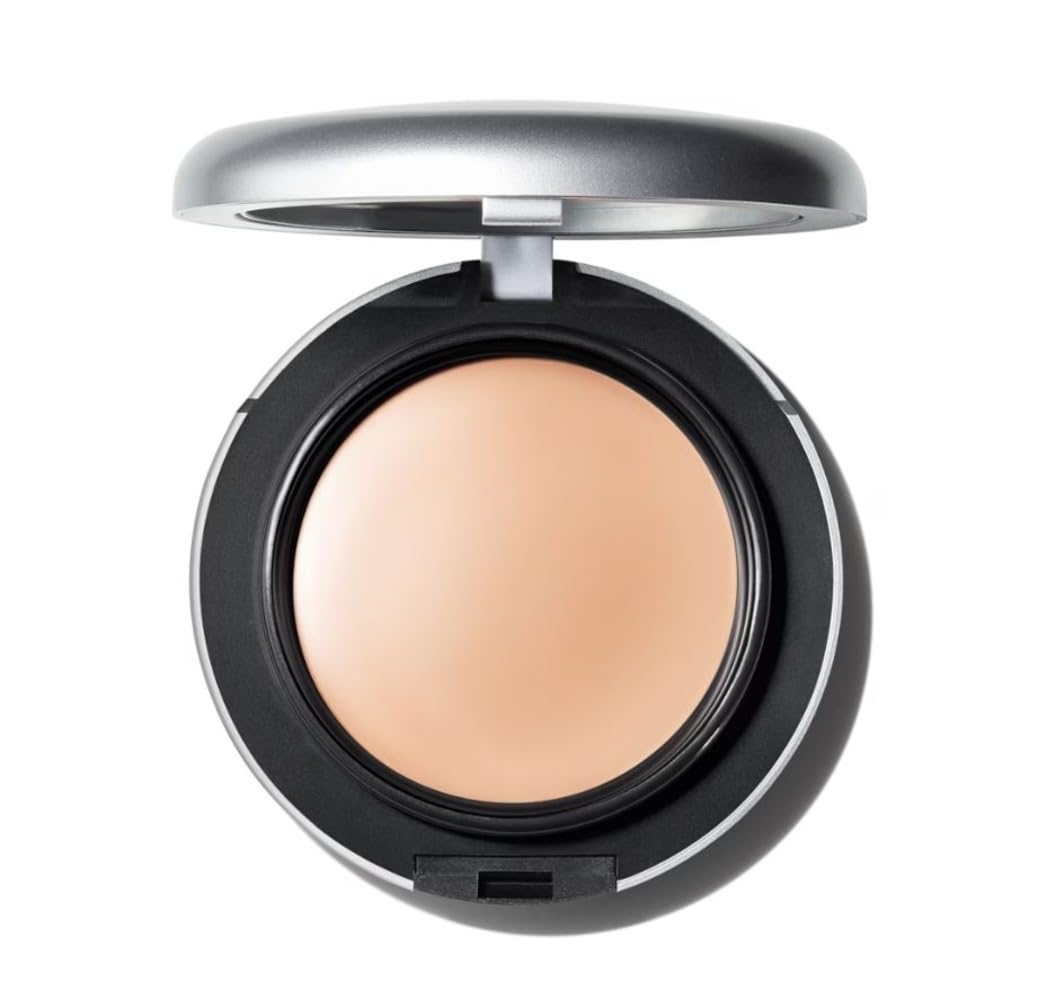 MAC front packaging showing compact cream-to-powder finish and travel-friendly size