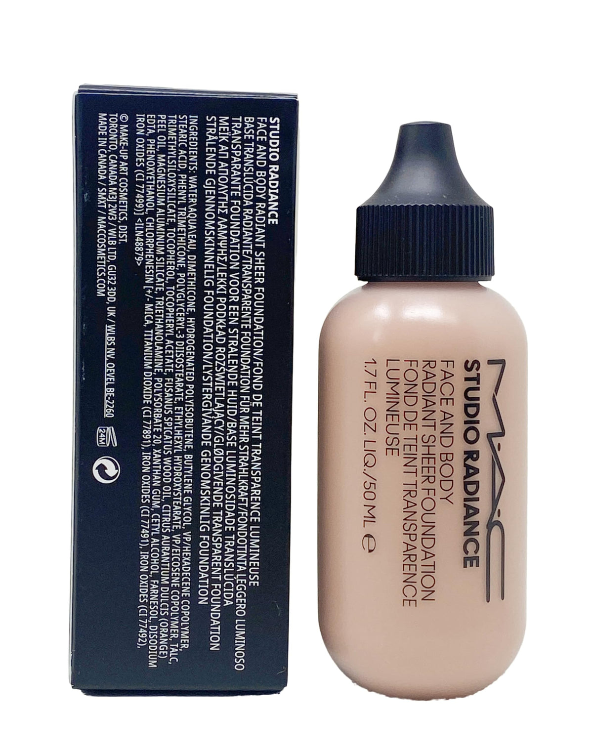 MAC Studio Radiance texture close-up illustrating lightweight, blendable finish