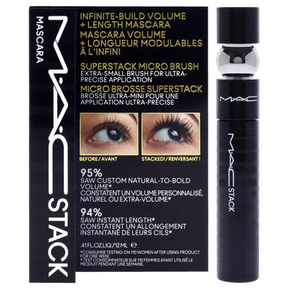 MAC Superstack front packaging showcasing compact 0.41 oz tube for easy storage and travel