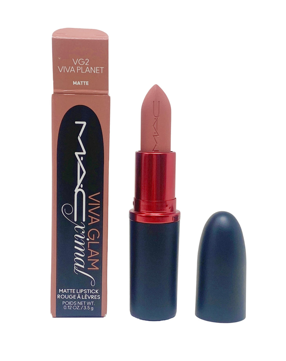 MAC Viva Glam VG2 front packaging showing tube and label, clear brand presentation and portability
