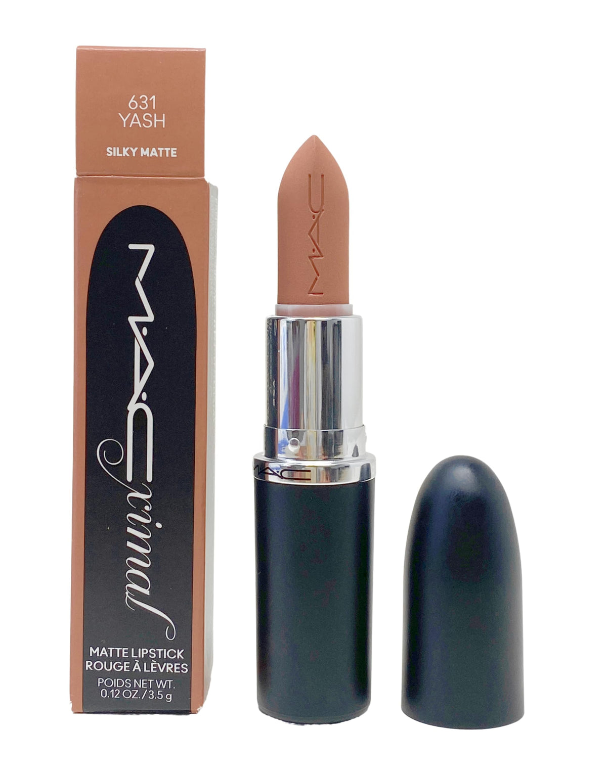 MAC Ximal front packaging showing shade 631 Yash and sleek tube for easy carrying