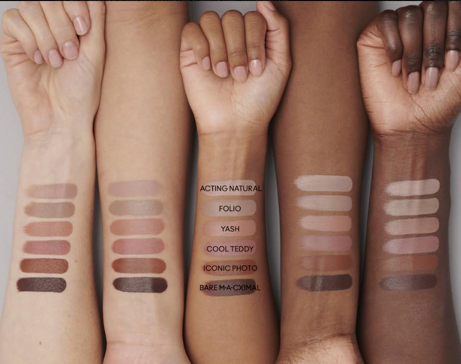 MAC Ximal swatch on skin showing 625 Folio greyish-nude payoff and true-to-tone coverage