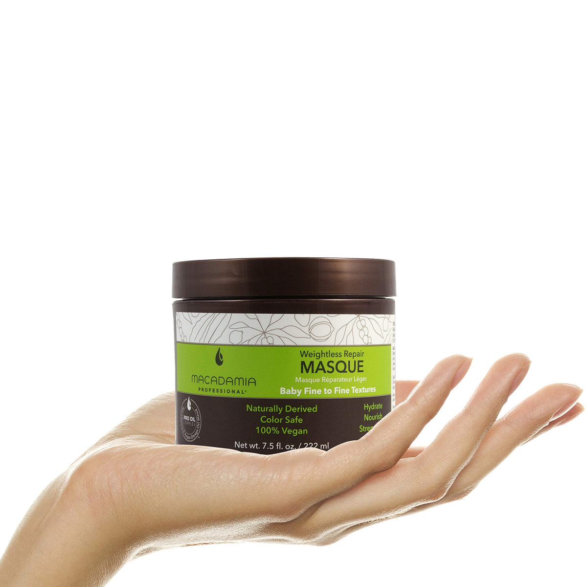 macadamia professional product line display emphasizing salon quality
