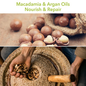 Macadamia Natural Oil applying masque to wet hair for intense repair