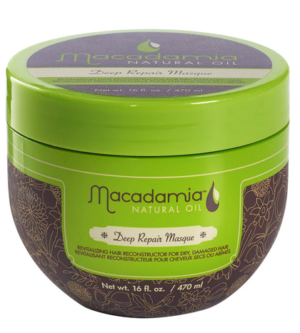 Macadamia Natural Oil jar front view showing product and brand benefits