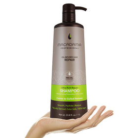 Macadamia Professional on bathroom shelf lifestyle shot suggesting daily routine
